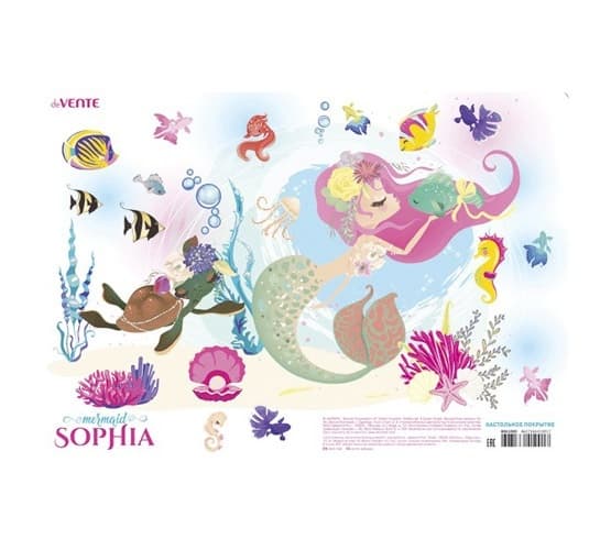 Покрытие настольное для лепки "deVENTE. Mermaid Sophia" 33x23 см, пласт.600 мкм, с цв. рис - купить в магазине Кассандра, фото, 4627166419017, 