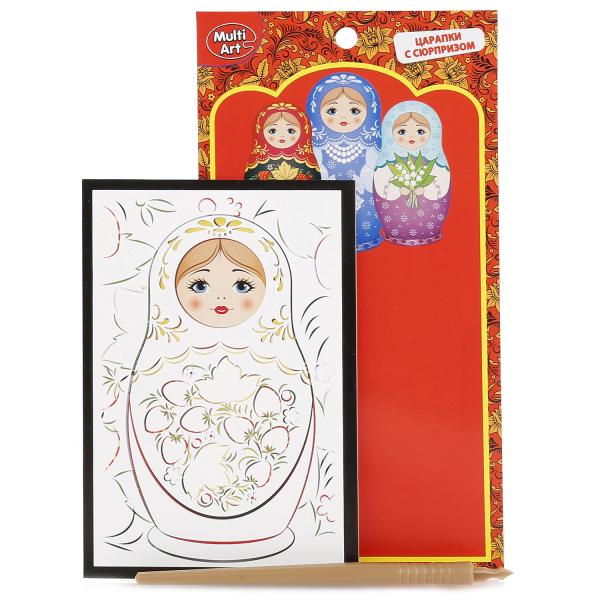 НАБОР ДЛЯ ТВОРЧЕСТВА "MULTIART" ЦАРАПКИ С СЮРПРИЗОМ, МАТРЕШКА В ПАК. В ДИСПЛЕЕ УП-24ШТ в кор.16уп - купить в магазине Кассандра, фото, 4690590126684, 