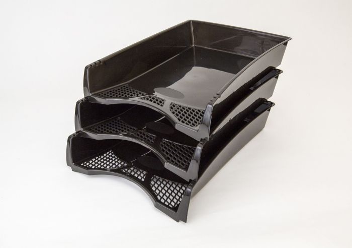 Лоток горизонт. UNIPLAST ОФИС-КЛАСС черный пластик - купить в магазине Кассандра, фото, 4810159007166, 