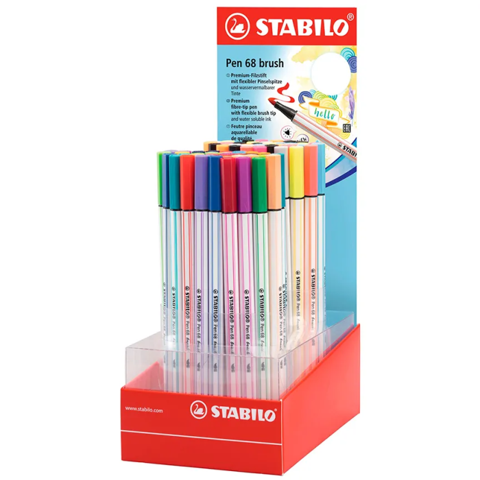 ФЛОМАСТЕР-КИСТЬ STABILO PEN 68 BRUSH ДИСПЛЕЙ - купить в магазине Кассандра, фото, 4006381561136, 