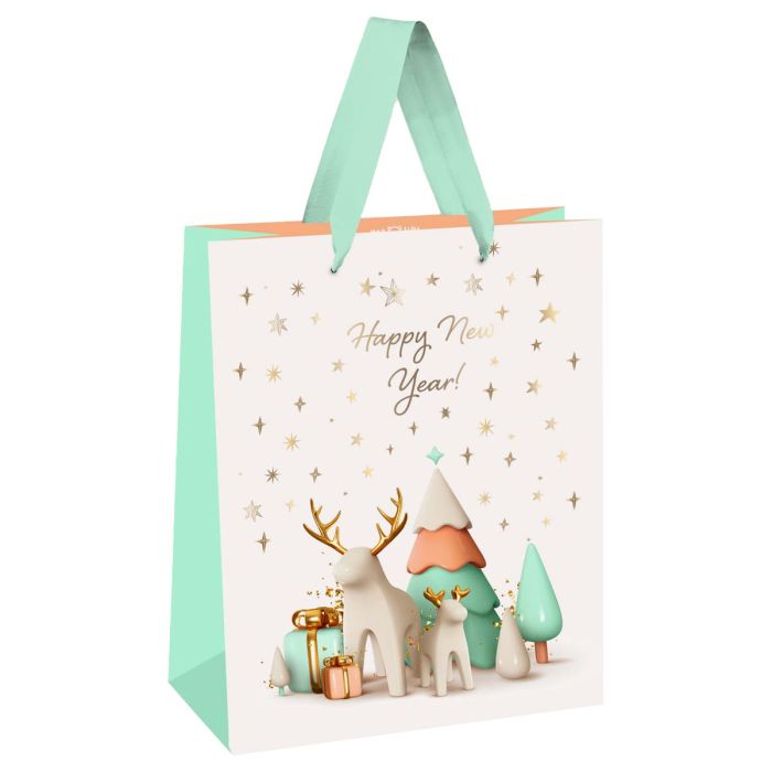 Пакет подарочный 26*32*12см MESHU "Happy New Year", отд. фольгой, матовая ламинация - купить в магазине Кассандра, фото, 4680211499938, 